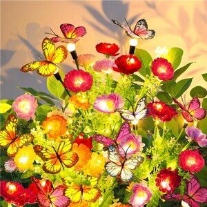 3 Pack Swaying Solar Lights with 9 Butterflies & 21 Blooming Flowers